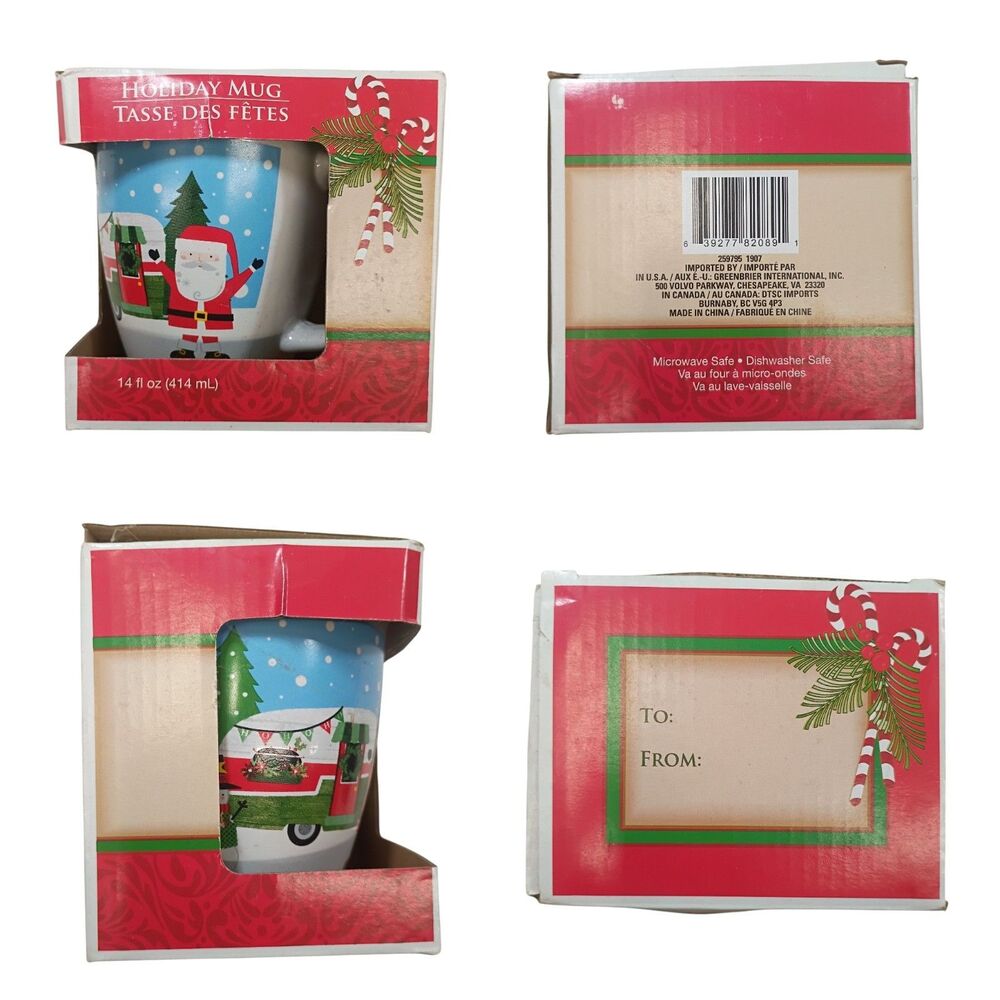 Holiday Mug Christmas 12 Fl Oz Ceramic Porcelain Santa Snowman Gift Present